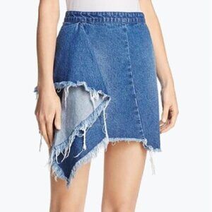 Blank NYC Asymmetrical Keltie Denim Mini Skirt NWT